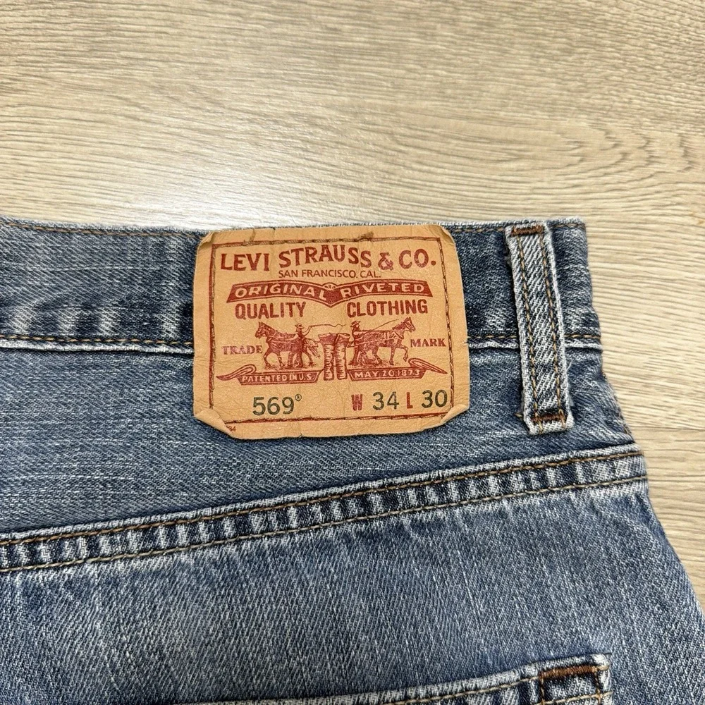 Levi's 569 Jeans Mens 34x28 Blue Loose Straight Baggy Y2K 2008 Denim